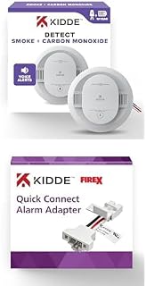 Hardwired Smoke & Carbon Monoxide Detector, 10-Year Battery Backup, and Kidde Adapter Bundle