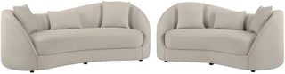Contemporary Sofa & Loveseat Set in Light Gray Fabric