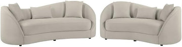Contemporary Sofa & Loveseat Set in Light Gray Fabric