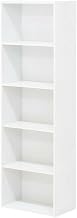 Furnifact White 5-Tier Reversible Color Open Shelf Bookcase, Versatile Storage Organizer, Durable Wood Construction, Modern Design for Living Room, Office