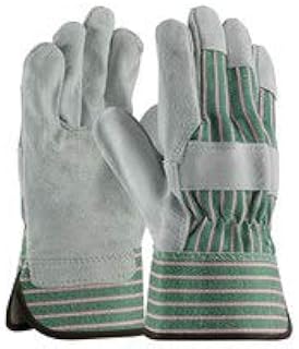 Protective Industrial Products PIP 84-6532 Gray/Green/Pink Large Split Cowhide Leather Work Gloves - Wing Thumb - 84-6532/L