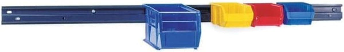 Quantum QRU-1W Wall Rail, 48"L x 5/8"W x 3"H, 125 Lbs Load Capacity, Accepts Multiple Bin Configurations, Gray Powder Coated Steel