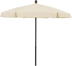 Fiberbuilt 7.5' Hex Garden Patio Umbrella 6 Rib Push Up Champagne Bronze with Natural Vinyl Coated Weave Canopy