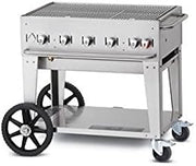 CVMCB-36 36" Liquid Propane Mobile Grill with 79500 BTU Capacity Two 14" Wheels and Two Total Lock Casters: Stainless
