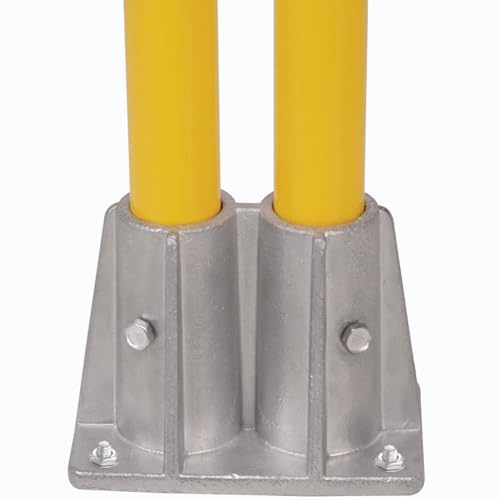 Steel Double Socket Base for Pedestrian Barrier by Global Industrial – 7"L x 6"W x 5"H, Gray, Model 940375