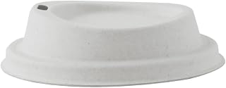 PacknWood 210LPU90DW 3.54 in. White Sugarcane Fiber Coffee Cup Lid with Hole - 1000 Piece