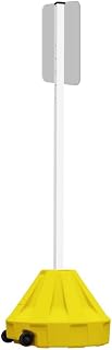 Plasticade Roll-A-Post Portable Sign Post with 72" Power Post Plastic Signpost, Designed for Schools, Sidewalks or Parking Lots, Durable and Resistant to Weathering, Yellow Base with White Post