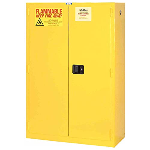 Flammable Cabinet by Global Industrial – 18"L x 34"W x 65"H, Alloy Steel, Yellow, Model BM44YPQQ