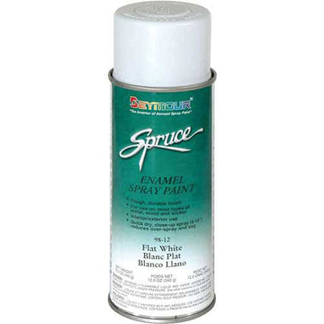 Spruce General Use Spray Paint 12 Oz. Flat White 12 Cans/Case by Seymour – 16 oz. Aerosol Can, Flat White, Model 98-12