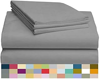800-Thread-Count 100% Cotton Sheet Pure Silver King-Sheets Set, 4-Piece Long-Staple Cotton Best-Bedding Sheets for Bed, Soft & Silky Sateen Weave Fits Mattress Upto 12'' Deep Pocket