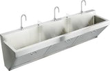 Elkay EWSF390263 Stainless Steel 90" x 23" x 26" Wall Hung Triple Station Surgeon Scrub Sink