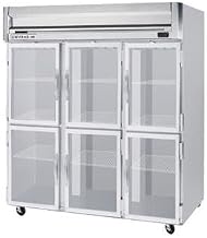 Beverage-Air HRPS3HC-1HG Horizon Series - Top Mount Reach in Refrigerator - Three Section - Half Glass Door - SS EXT/INT