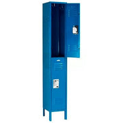 Infinity Two-Tier Two-Door Locker with Recessed Handle & by Global Industrial – Alloy Steel, Blue, Model 254127BL