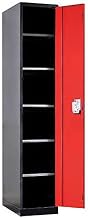 Fort Knox Locker - Full Height Door, 18" x 24" x 78", Black Body, Red Doors