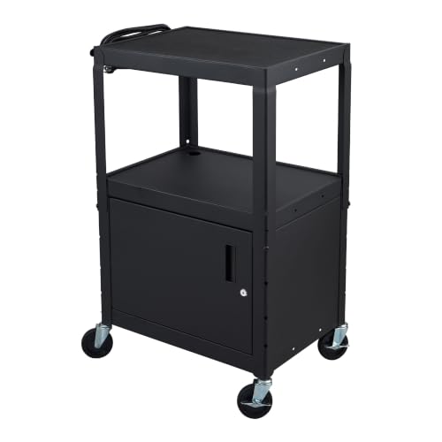 Luxor Black / 24"W x 18"D x 24 to 42"H / Industrial AV Carts & Stands
