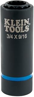 KLEIN TOOLS 66001 2-in-1 Impact Socket, Sizes 3/4-Inch and 9/16-Inch Hex, 12-Point Deep Socket Wrench with 1/2-Inch Drive