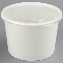 250 Sets 96mm White Paper Deli Containers and PP Vented Plastic Lids (32oz)