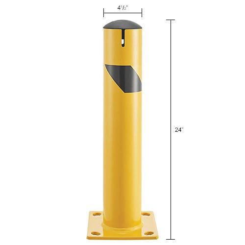 Steel Bollard w/Chain Slots & Removable Cap by Global Industrial – Steel, Yellow, Model 670583