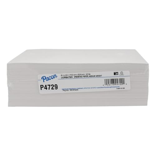Pacon 6" x 9" (12-Pack) / White / Medium Weight Loose Drawing Paper