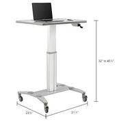 Sit-Stand Mobile Desk with Tablet Slot by Global Industrial – Steel, Silver / Gray, Model GL-WF-600-800