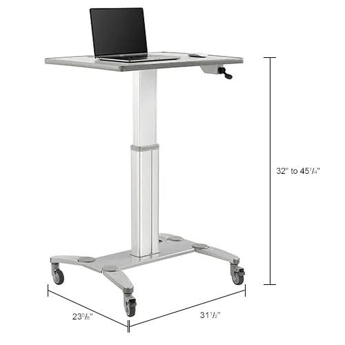 Sit-Stand Mobile Desk with Tablet Slot by Global Industrial – Steel, Silver / Gray, Model GL-WF-600-800