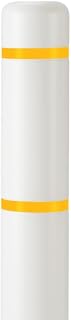 BollardGard 4" x 72" Bollard Cover White - Innoplast (White Yellow Tape)