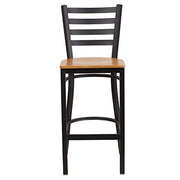 Flash Furniture Natural Wood Seat/Black Metal Frame / Set of 2 / Traditional (Pack of 2) Barstools