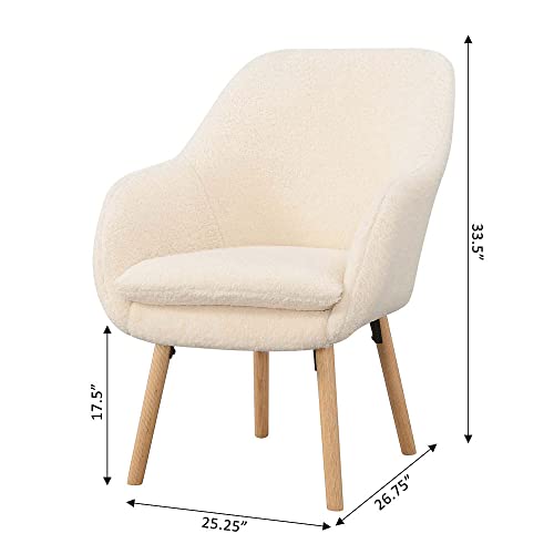 Convenience Concepts Sherpa Creme / Chair / (L) 25.25 in. x (W) 26.75 in. x (H) 33.5 in. Chairs