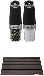 Cuisinart BBQ Prep & Seasoning Bundle: Rapid Defrosting Tray + Gravity Salt & Pepper Mill Set — Easy Thaw Meat & Seafood, Automatic Spice Grinders with LED Light, Grilling & Kitch