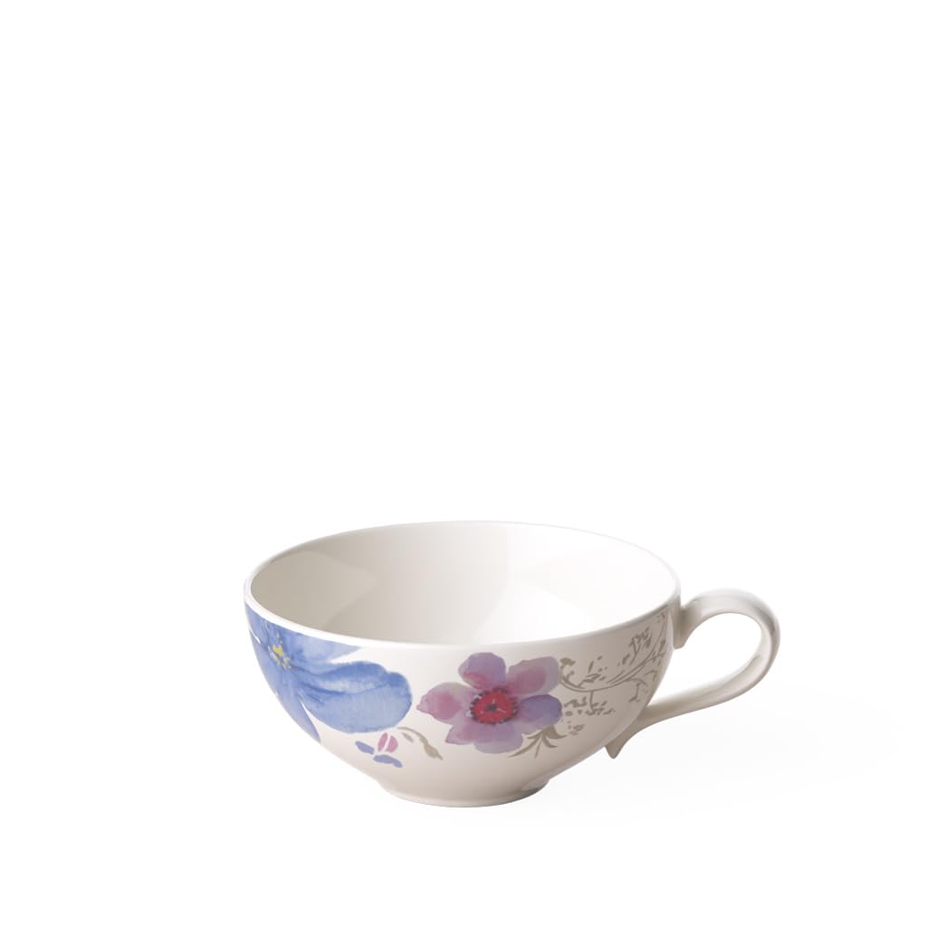 Mariefleur Gris Basic Teacup by Villeroy & Boch – 4.1 Ounces, 120 milliliters, High-Quality Porcelain, Gray, Model 10-4104-1270