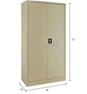 Janitorial Cabinet with Locking Recessed Handle by Global Industrial – 36 inches x 18 inches x 72 inches, Alloy Steel, Tan, Model 269902TN