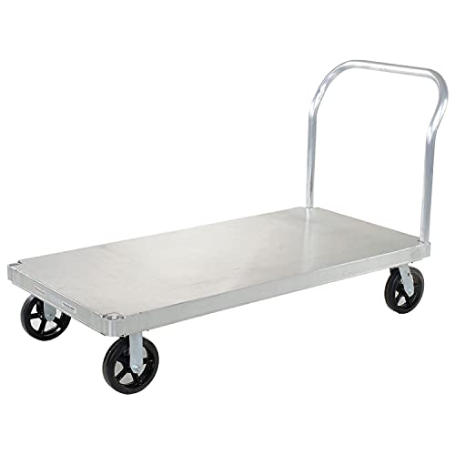 Platform Truck with Smooth Deck by Magliner – 29"L x 30"W x 9.45"H, Aluminum, Gray, Model 585466S