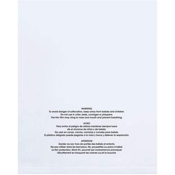 10 x 15" - 1 Mil Flat Suffocation Warning Poly Bags by Box Partners – One Size, Blend, Multi, Model PBM10151