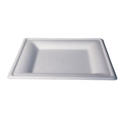 White Square Compostable Fiber Plates by KITCH24/7 – 6 Inch, Molded Fiber, White, Pack of 500, Model KC-8X8P-NPAW