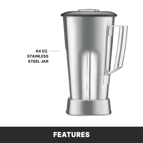 Waring Variable Speed Control Dial 1,000 to 17,000 RPM / 64 Ounce Stainless Steel Container Jar / 64 Ounce Countertop Blenders