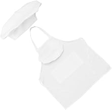Kichvoe Chef Apron and Hat Set 4pcs Sleeveless Polyester for Adult Kitchen | White Color, Front Pocket Waist Ties, Server Use, Commercial Work, Keeps Clothes Clean