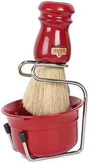 Omega Synthetic Hair Shaving Brush Mango Garnet & Bowl & Stand, one Size, Estándar