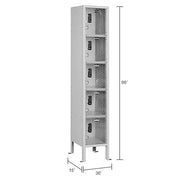 Global Industrial 5-Tier 5 Door Clear View Locker – Digital Lock, 12" W x 15" D x 66" H,Gray, Assembled