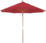 California Umbrella 9-Feet Wood Market Umbrella, Red