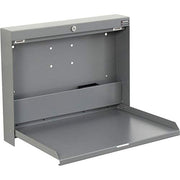 Wall Mounted Fold Down Shop Desk with keyed Lock by Global Industrial – 3.38"L x 20"W x 16.38"H, Steel, Grey, Model 319391