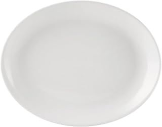 CAC China COP-OV34 Coupe Oval Platter 9 1/2" Porcelain Oval, Super White, Set of 24