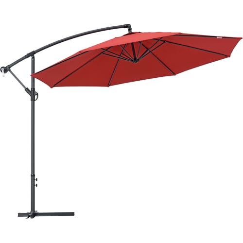 Global Industrial Cantilever Umbrella w/Crank by GEC – Red, Model ZY21B-RED