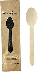 PacknWood 210CVB3W- Wooden Spoons Wrapped in Paper Wrapper-wood compostable spoon-cooking wood spoon-wooden spoon for cooking-Teaspoons Individually Wrapped- single wooden spoon- (6.2")- Case of 500