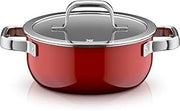 WMF Fusiontec Mineral Pro 0519515290 Stewing Pan, Lid, 20 cm, Durable, Scratch-Resistant Material, Induction Cooking Pot, Suitable for All Types of Cookers, Made in Germany, Passion Red
