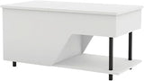 White Lift Top Wood Coffee Table with RGB Led Light, Modern Design, Sturdy Construction, and Versatile Indoor and Outdoor Use