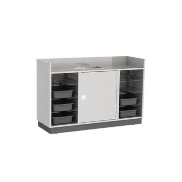 Mobile Bussing Station by Lakeside – 70"W x 28"D x 46-1/4"H, Stainless Steel, Grey, Model 4615