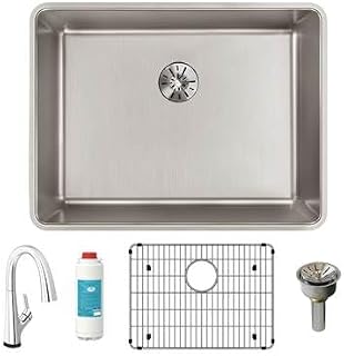 Elkay Lustertone Iconix® 16 Gauge Stainless Steel 23-1/2" x 18-1/4" x 9" Single Bowl Undermount Sink Kit with Filtered Faucet with Perfect Drain®