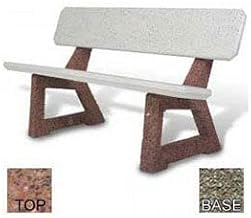 58" Residential Concrete Bench, Red Quartzite Top, Gray Limestone Leg