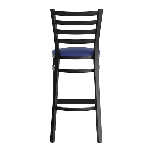 Flash Furniture Blue Vinyl Seat/Black Metal Frame / Set of 1 / Traditional Barstools