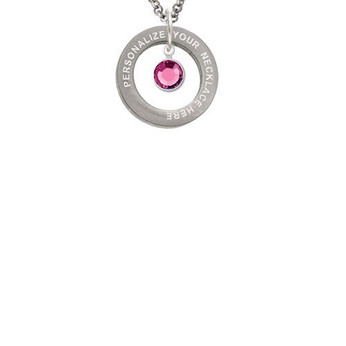 Crystal Hot Pink Channel Drop Custom Engraved Affirmation Ring Necklace by Delight Jewelry – Crystal, pink, Model 1703-NAF-F1589-C6506-F2409-CUSTOM